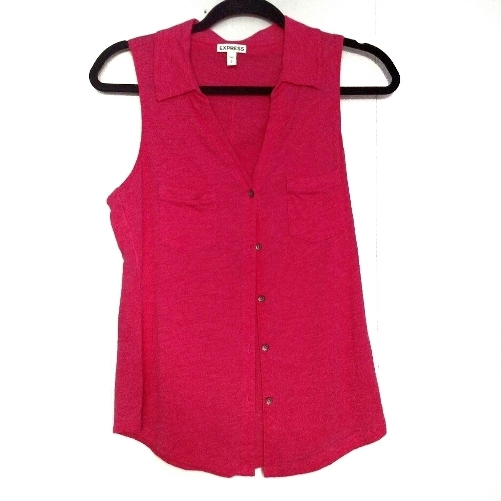 Express Button Up Pink Sleeveless‎ top